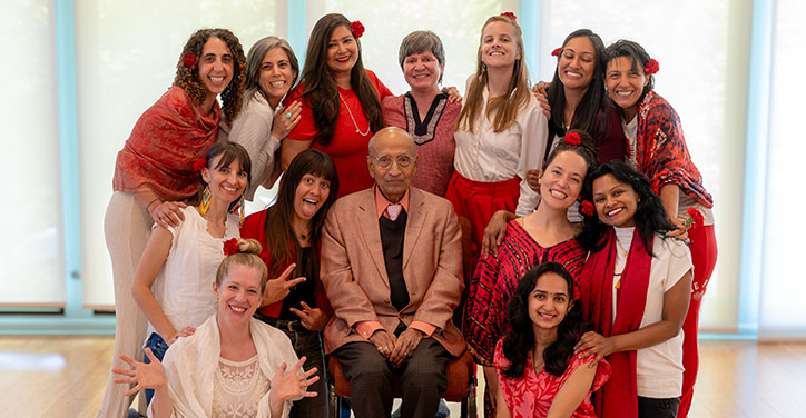 Ayurvedic Institute graduates posing for a picture with Vasant Lad